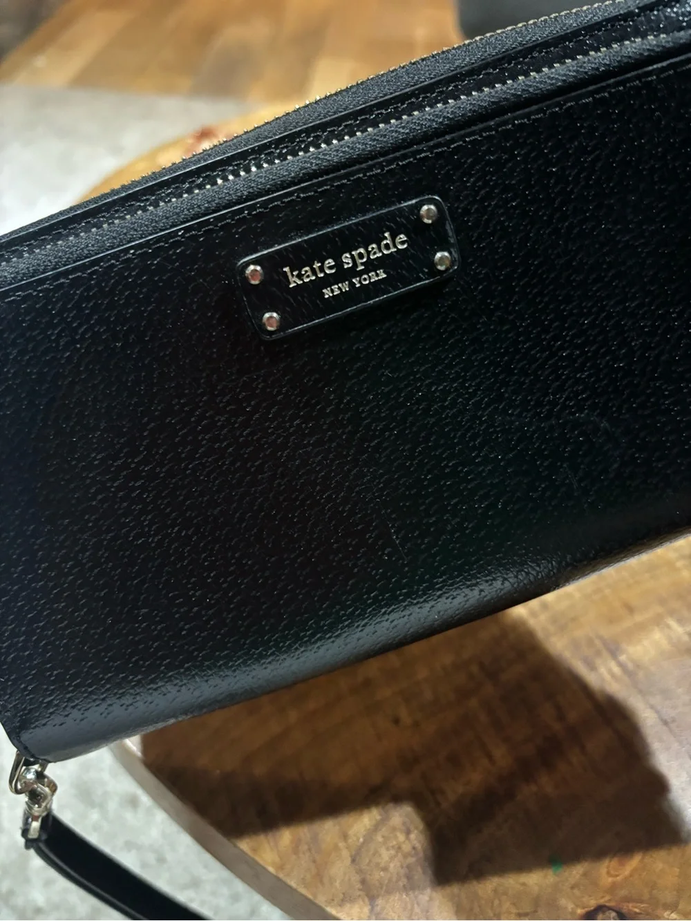 kate spade Black Leather Pebble Wristlet